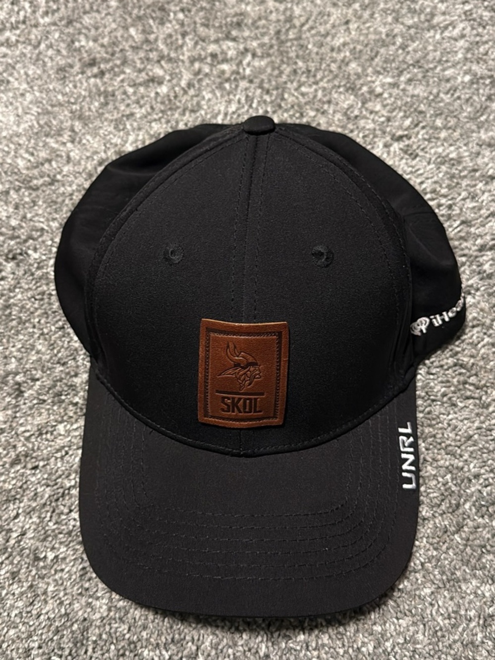 Unrl Minnesota Vikings Hat with Brown Leather Patch SKOL adjustable